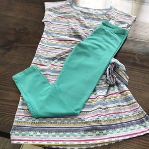 Cute tunic dress with leggings.